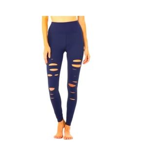 Alo Yoga Ripped Leggings, Navy, Size Large